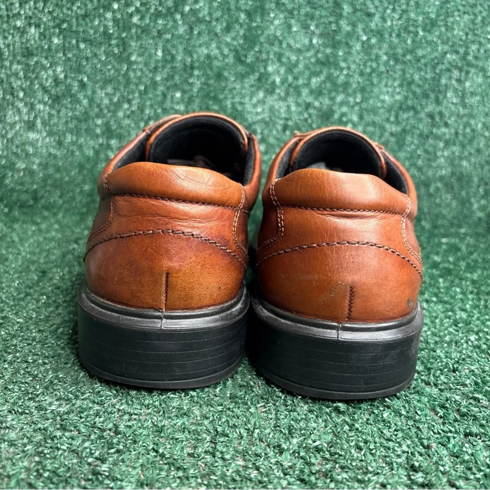 Ecco Mens 10-10.5 / 44 Brown Leather Oxford Helsinki‎ Lace Up Dress Shoes